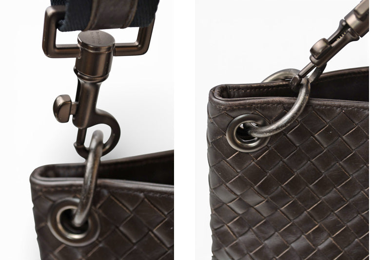 ボッテガヴェネタ ショルダーバッグ/メッセンジャーバッグ BOTTEGA VENETA クロスボディ イントレチャートVN ダークブラウン 172726【中古】