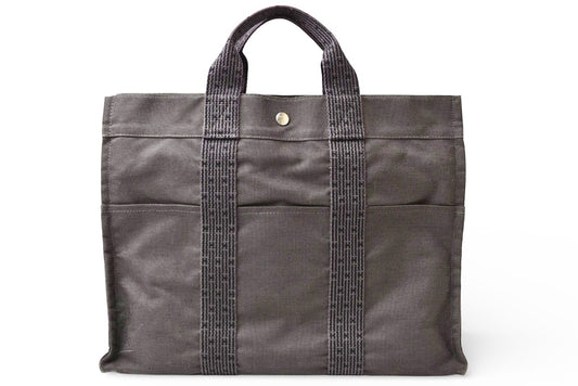 エルメス トートバッグ HERMES エールラインMM バッグ キャンバス グレー【中古】