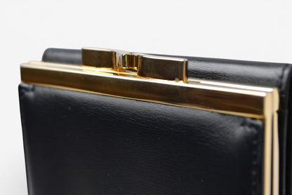 カルティエ 折財布/二つ折り財布 Cartier ガマ口財布 ヴィンテージ サファイア レザー がま口 ネイビー【中古】