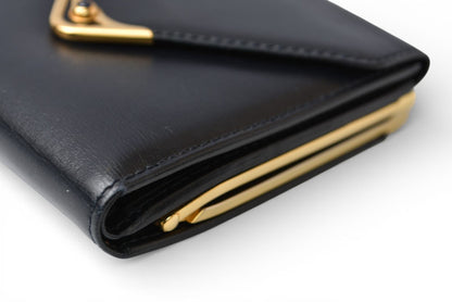 カルティエ 折財布/二つ折り財布 Cartier ガマ口財布 ヴィンテージ サファイア レザー がま口 ネイビー【中古】