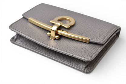 サルヴァトーレフェラガモ カードケース/コインケース Salvatore Ferragamo キーチェーン付 レザー グレー【中古】