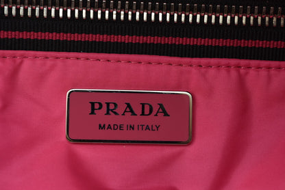 プラダ トートバッグ PRADA ロゴ レザー ブラック/ピンク 1BG223 レディース 【中古】