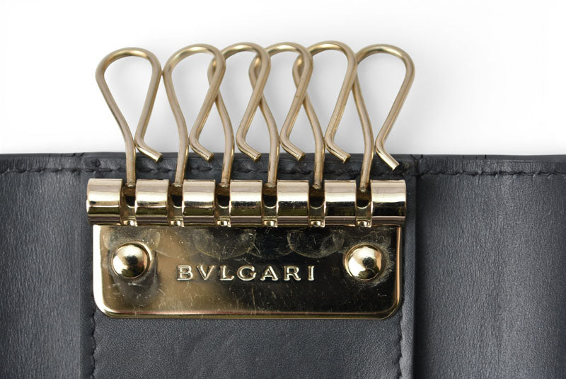 ブルガリ キーケース BVLGARI メタリックキャンバス グレー/ゴールド メンズ/レディース【中古】