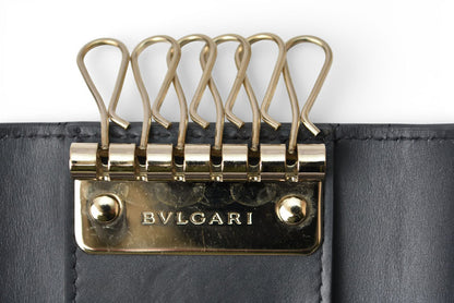 ブルガリ キーケース BVLGARI メタリックキャンバス グレー/ゴールド メンズ/レディース【中古】