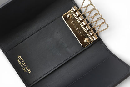 ブルガリ キーケース BVLGARI メタリックキャンバス グレー/ゴールド メンズ/レディース【中古】