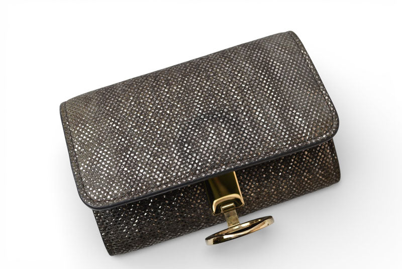 ブルガリ キーケース BVLGARI メタリックキャンバス グレー/ゴールド メンズ/レディース【中古】