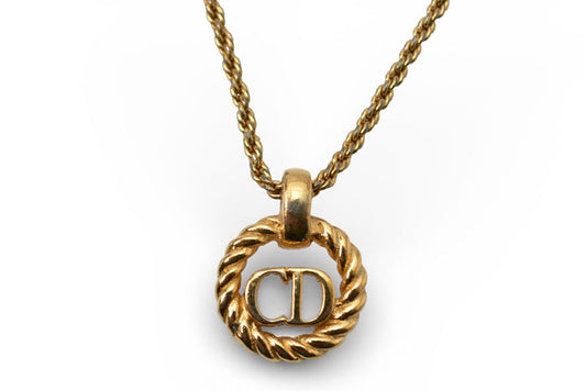 クリスチャンディオール ネックレス ヴィンテージ Christian Dior CDロゴ/サークル ゴールド【中古】