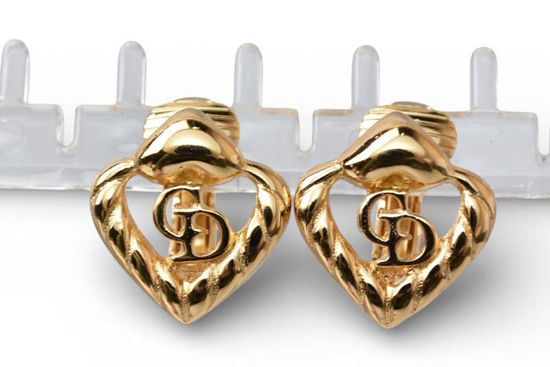 クリスチャンディオール イヤリング Christian Dior ヴィンテージ アクセサリー ハート ゴールド【中古】