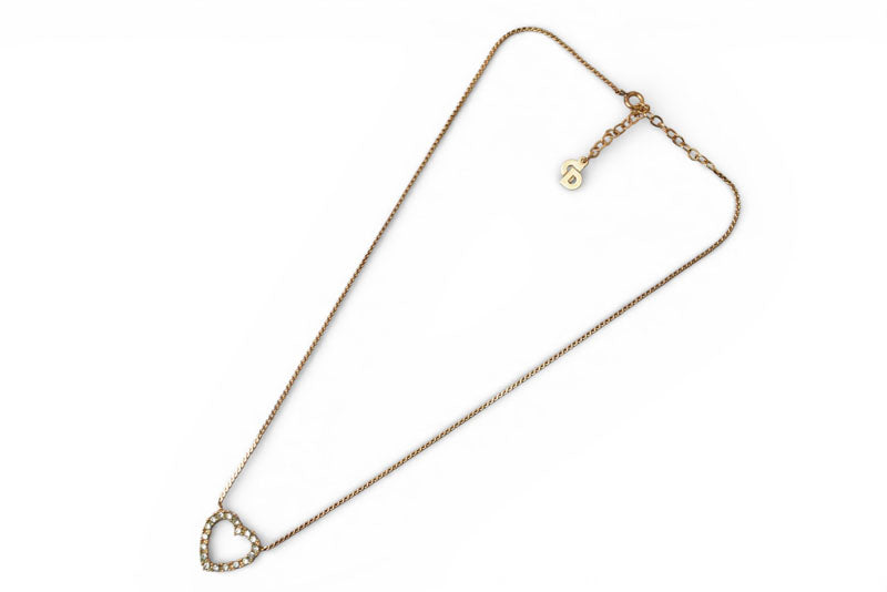 クリスチャンディオール ネックレス/ペンダント Christian Dior ヴィンテージ ハートモチーフ/ラインストーン ゴールド【中古】
