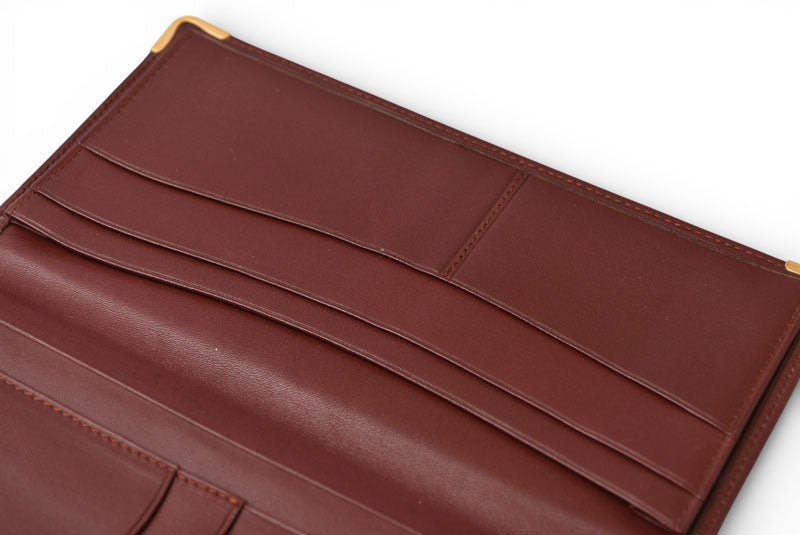 カルティエ 財布 メンズ ヴィンテージ Cartier 長財布/札入れ レザー マスト ドゥ カルティエ ボルドー 【中古】