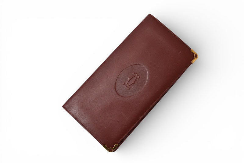 カルティエ 財布 メンズ ヴィンテージ Cartier 長財布/札入れ レザー マスト ドゥ カルティエ ボルドー 【中古】