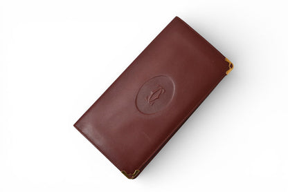 カルティエ 財布 メンズ ヴィンテージ Cartier 長財布/札入れ レザー マスト ドゥ カルティエ ボルドー 【中古】