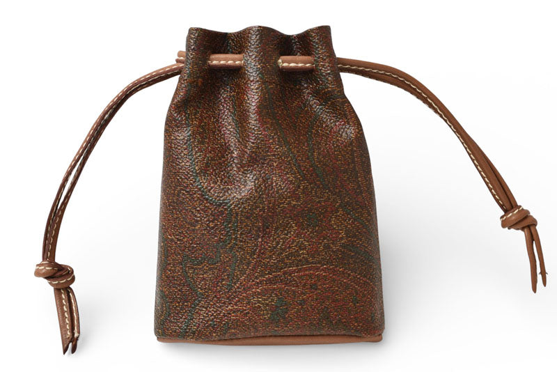 エトロ ポーチ/小物入れ ETRO ヴィンテージ 巾着ポーチ ペイズリー ブラウン【中古】