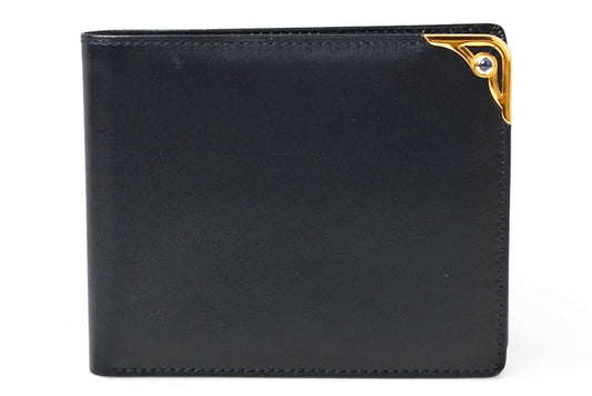 カルティエ 折財布/二つ折り財布 Cartier 札入れ ヴィンテージ サファイア レザー ネイビー【中古】