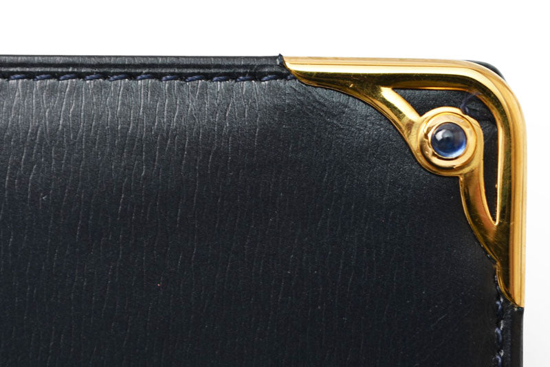 カルティエ 折財布/二つ折り財布 Cartier 札入れ ヴィンテージ サファイア レザー ネイビー【中古】