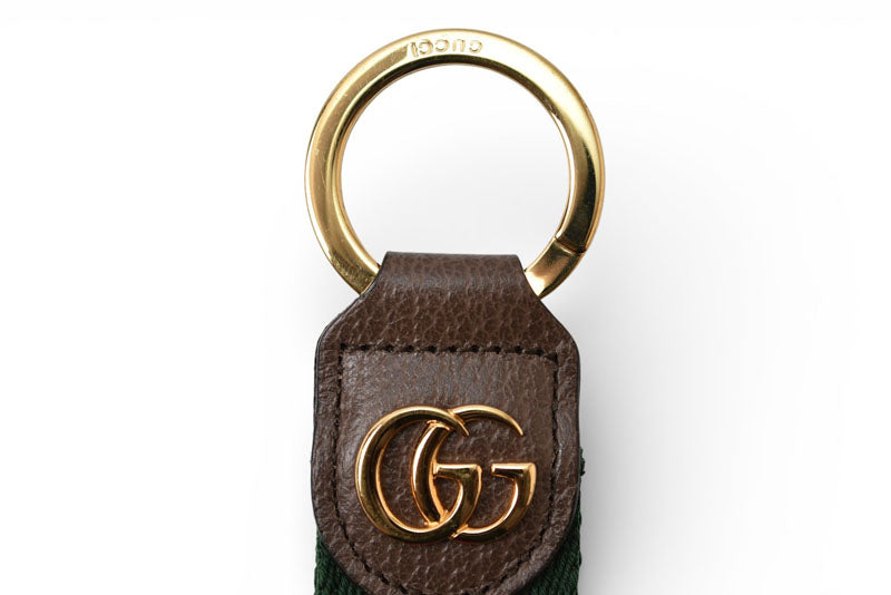 グッチ キーリング/キーホルダー GUCCI グリーン/レッドライン ゴールド オフィディア 523161 HE2NG 8742【中古】