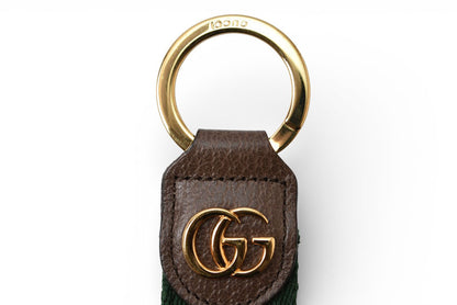 グッチ キーリング/キーホルダー GUCCI グリーン/レッドライン ゴールド オフィディア 523161 HE2NG 8742【中古】