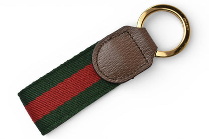 グッチ キーリング/キーホルダー GUCCI グリーン/レッドライン ゴールド オフィディア 523161 HE2NG 8742【中古】