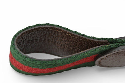グッチ キーリング/キーホルダー GUCCI グリーン/レッドライン ゴールド オフィディア 523161 HE2NG 8742【中古】