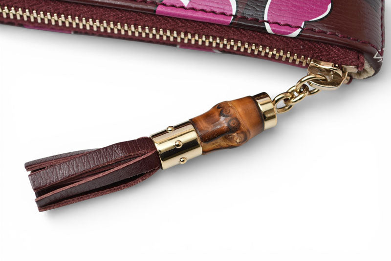 グッチ ポーチ GUCCI バンブー 化粧ポーチ ハートモチーフ ボルドー/ピンク 338815【中古】