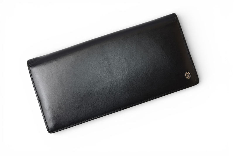 カルティエ 財布 メンズ Cartier 長財布 レザー パシャ ブラック/シルバー L3000440 メンズ/レディース【中古】