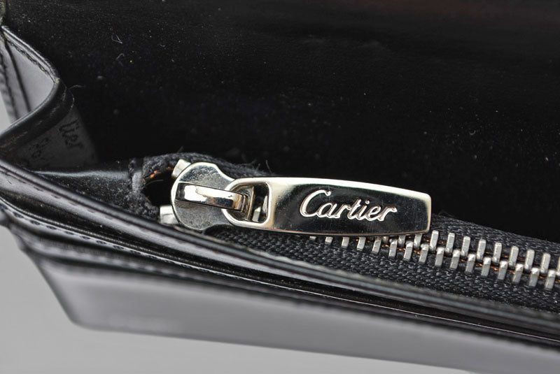 カルティエ 財布 メンズ Cartier 長財布 レザー パシャ ブラック/シルバー L3000440 メンズ/レディース【中古】