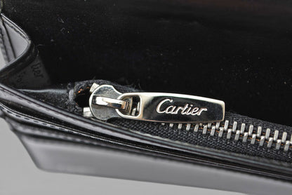 カルティエ 財布 メンズ Cartier 長財布 レザー パシャ ブラック/シルバー L3000440 メンズ/レディース【中古】