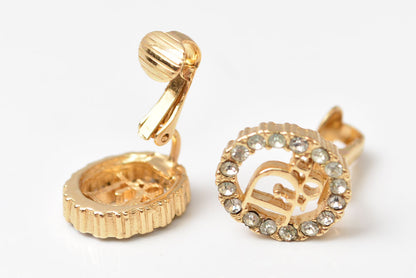 クリスチャンディオール イヤリング Christian Dior ヴィンテージ アクセサリー ロゴ/ラインストーン ゴールド【中古】
