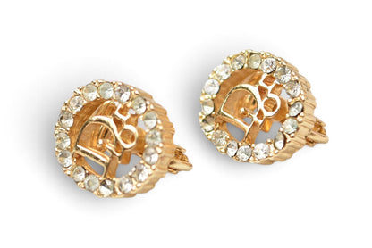 クリスチャンディオール イヤリング Christian Dior ヴィンテージ アクセサリー ロゴ/ラインストーン ゴールド【中古】
