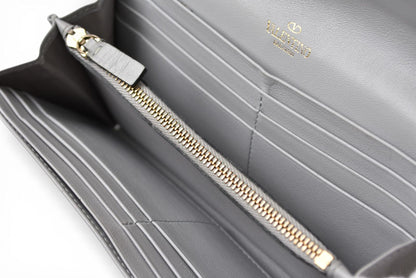 ヴァレンティノ 財布 VALENTINO 長財布 バレンチノ ロックスタッズ ライトグレー メンズ/レディース【中古】