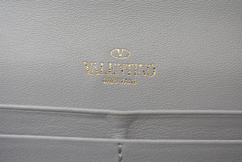 ヴァレンティノ 財布 VALENTINO 長財布 バレンチノ ロックスタッズ ライトグレー メンズ/レディース【中古】