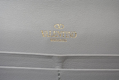 ヴァレンティノ 財布 VALENTINO 長財布 バレンチノ ロックスタッズ ライトグレー メンズ/レディース【中古】