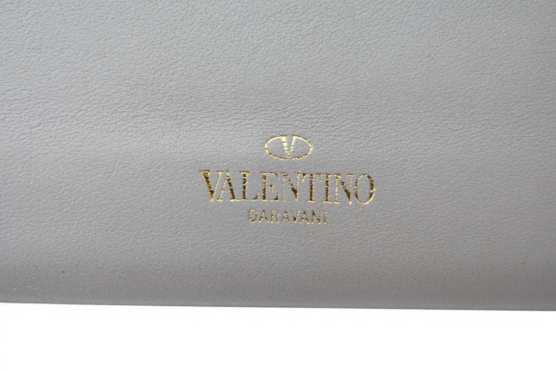 ヴァレンティノ 財布 VALENTINO 長財布 バレンチノ ロックスタッズ ライトグレー メンズ/レディース【中古】