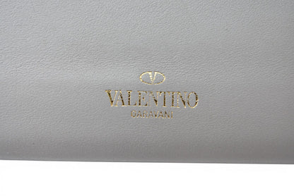 ヴァレンティノ 財布 VALENTINO 長財布 バレンチノ ロックスタッズ ライトグレー メンズ/レディース【中古】
