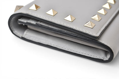 ヴァレンティノ 財布 VALENTINO 長財布 バレンチノ ロックスタッズ ライトグレー メンズ/レディース【中古】