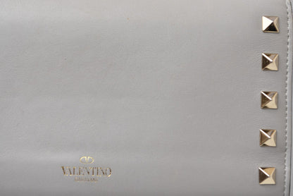 ヴァレンティノ 財布 VALENTINO 長財布 バレンチノ ロックスタッズ ライトグレー メンズ/レディース【中古】