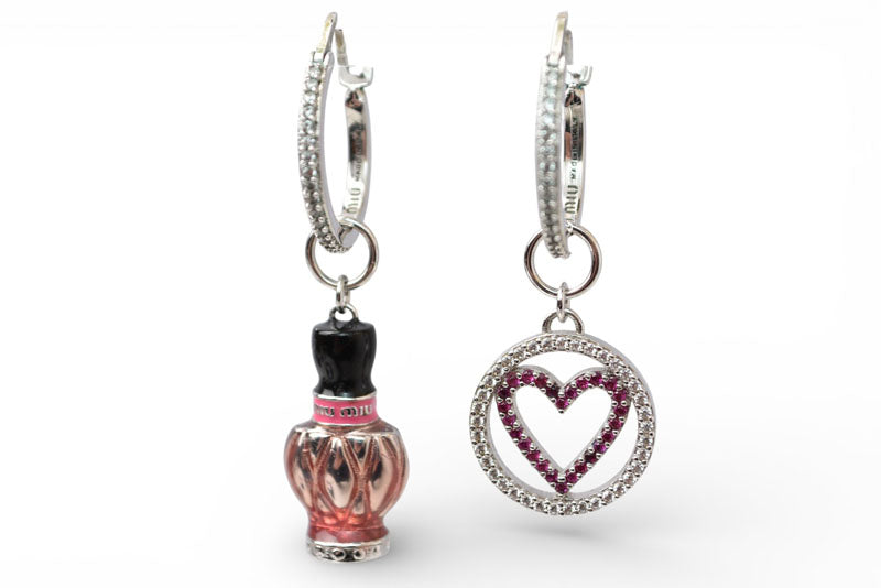 ミュウミュウ ピアス miumiu アクセサリー 香水/ハートモチーフ クリスタル/ラインストーン【中古】