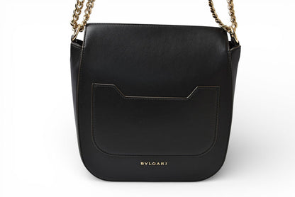 ブルガリ バッグ BVLGARI ディーヴァ ドリーム レザー チェーンショルダーバッグ ブラック/モカ【中古】