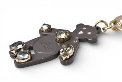 グッチ キーリング/キーホルダー/チャーム GUCCI テディベア クマ スワロフスキー ラインストーン グレー 354360【中古】