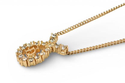 クリスチャンディオール ネックレス/ペンダント Christian Dior CDロゴ/ラインストーン ゴールド【中古】