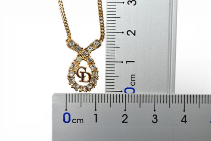 クリスチャンディオール ネックレス/ペンダント Christian Dior CDロゴ/ラインストーン ゴールド【中古】