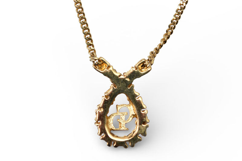 クリスチャンディオール ネックレス/ペンダント Christian Dior CDロゴ/ラインストーン ゴールド【中古】