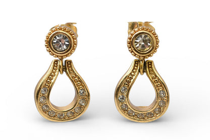 クリスチャンディオール ピアス ヴィンテージ Christian Dior ラインストーン ゴールド【中古】