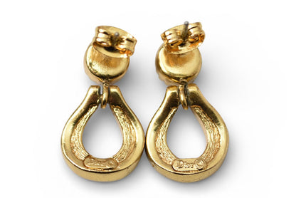 クリスチャンディオール ピアス ヴィンテージ Christian Dior ラインストーン ゴールド【中古】