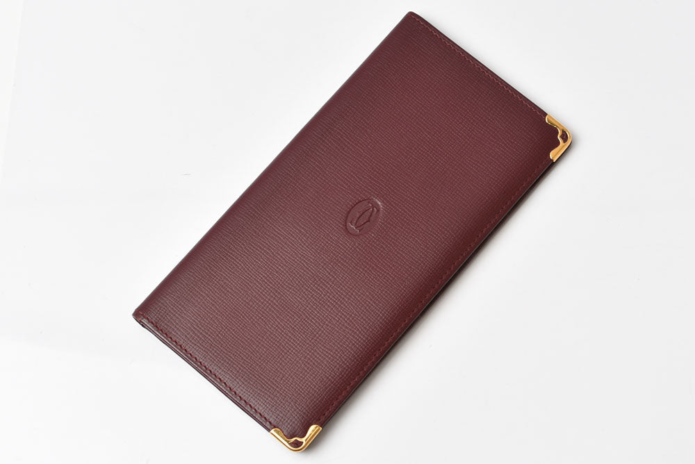 カルティエ 財布/札入れ メンズ Cartier 長財布 型押しレザー マスト ドゥ カルティエ ボルドー【中古】