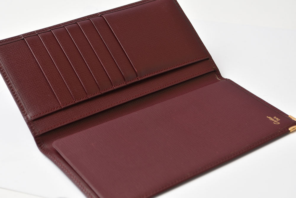 カルティエ 財布/札入れ メンズ Cartier 長財布 型押しレザー マスト ドゥ カルティエ ボルドー【中古】