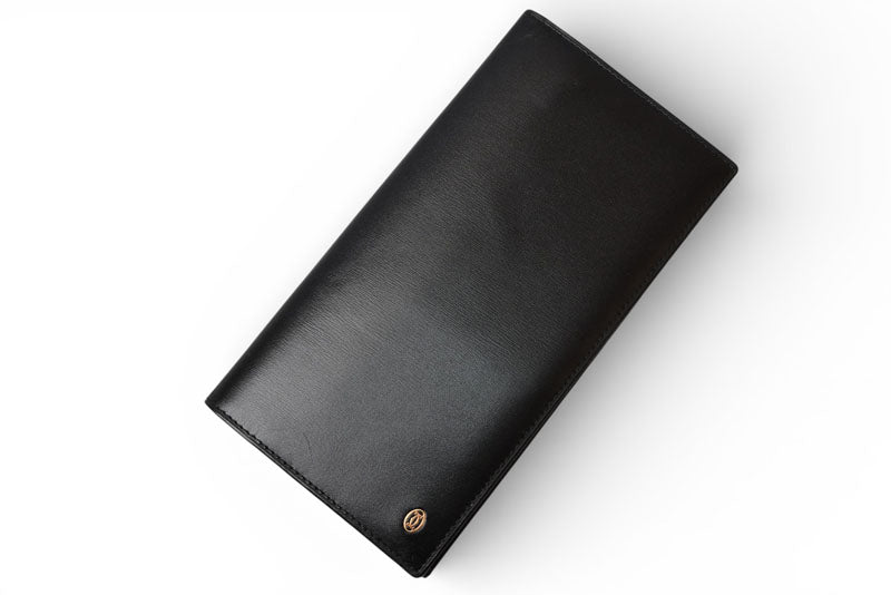 カルティエ 財布 メンズ Cartier 長財布 レザー パシャ ブラック/シルバー メンズ/レディース【中古】
