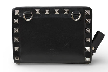 ヴァレンティノ 財布 VALENTINO 折財布 バレンチノ ロックスタッズ ブラック メンズ/レディース【中古】