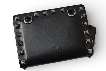ヴァレンティノ 財布 VALENTINO 折財布 バレンチノ ロックスタッズ ブラック メンズ/レディース【中古】