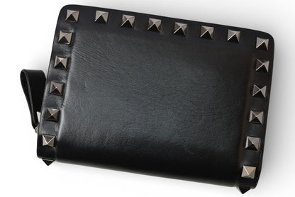 ヴァレンティノ 財布 VALENTINO 折財布 バレンチノ ロックスタッズ ブラック メンズ/レディース【中古】